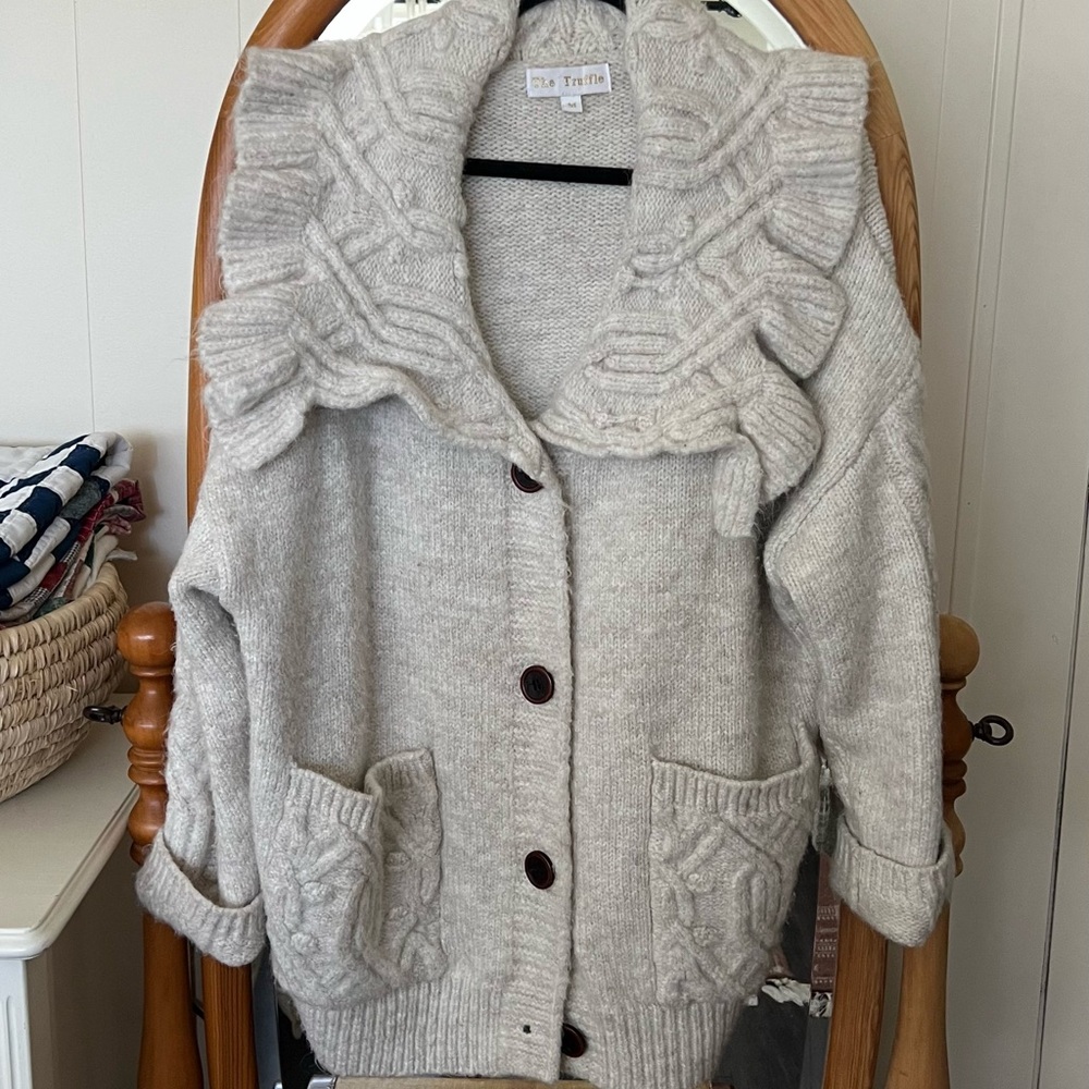 The Truffle Cream Knit Collared Sweater